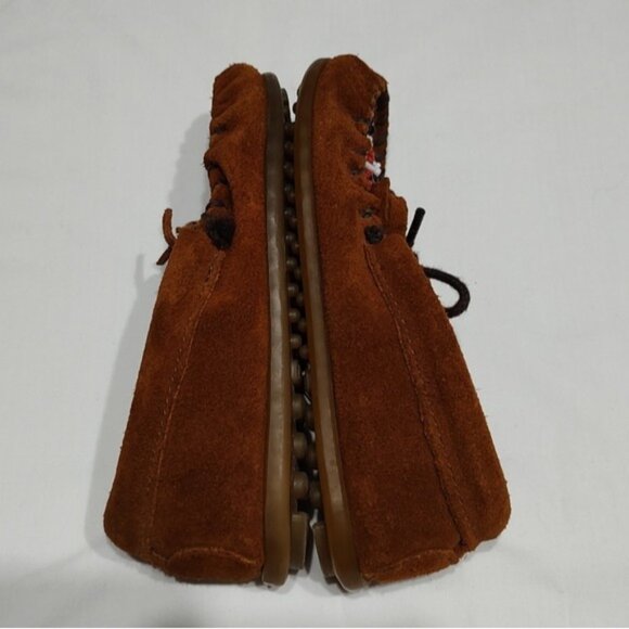 Minnetonka Thunderbird Beaded Brown Suede Moccasins 11 - Picture 5 of 9